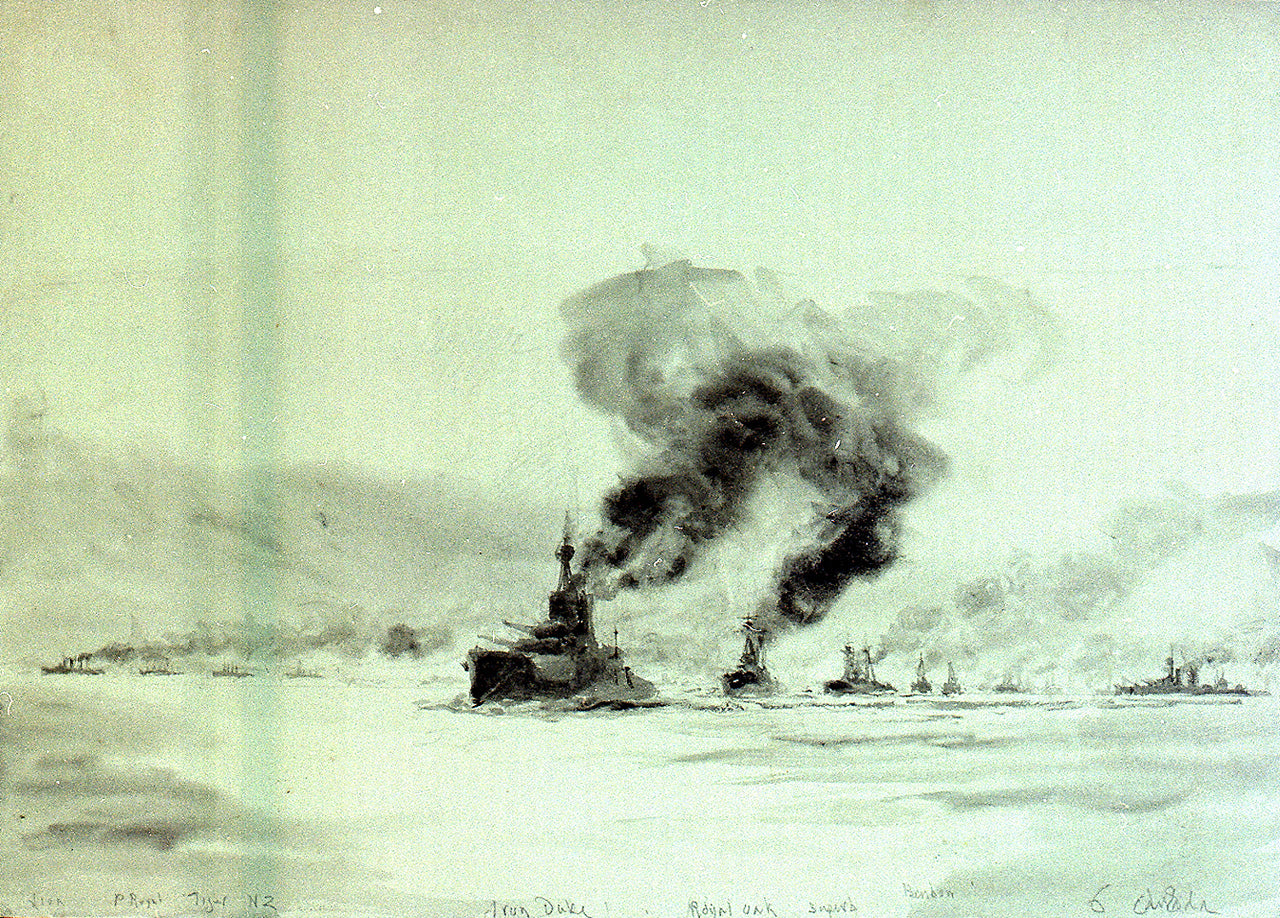 Contemporary artwork depicting the Battle of Jutland, 31 May 1916