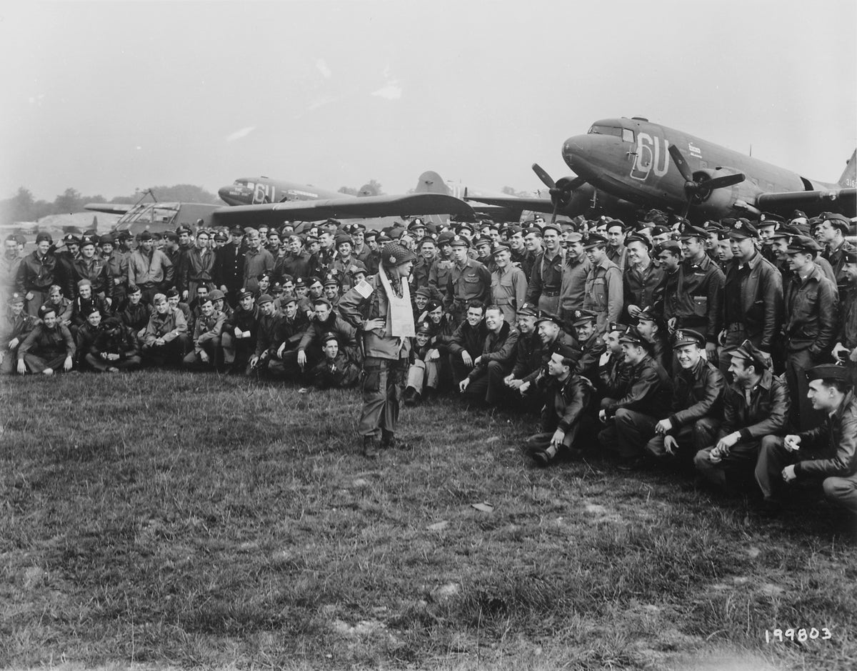 101st Airborne Division personnel and aircraft preparing for the Normandy airborne assault, 5 June 1944