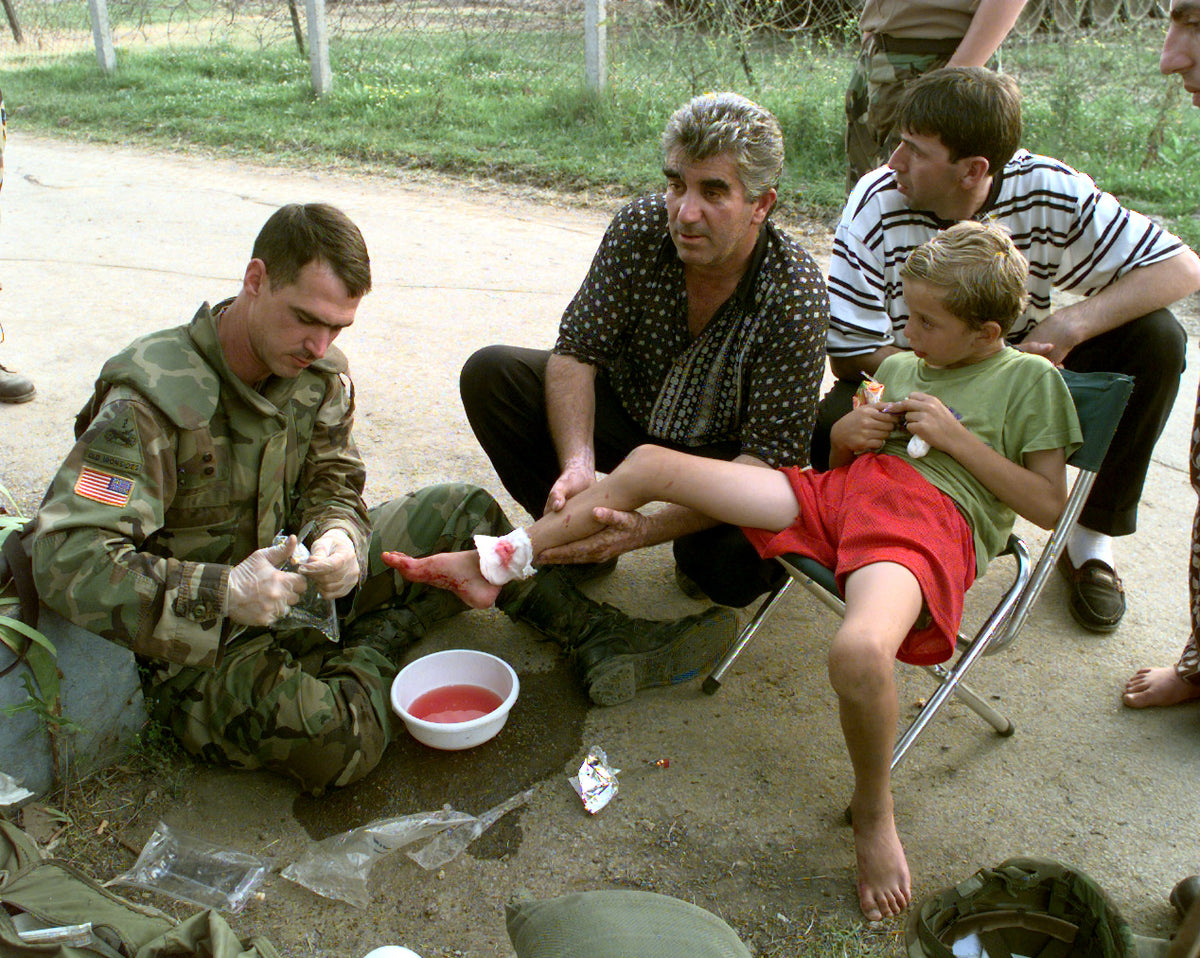 KFOR troops in Kosovo in 1999 during the international security deployment after the air campaign