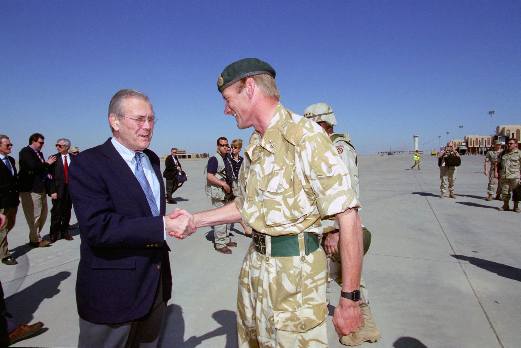 Major General Robin Brims at Basra Airport in April 2003
