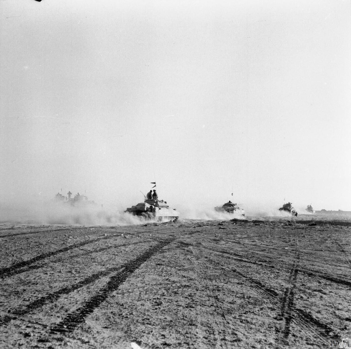 British tanks moving up to engage German armour at El Alamein, 24 October 1942
