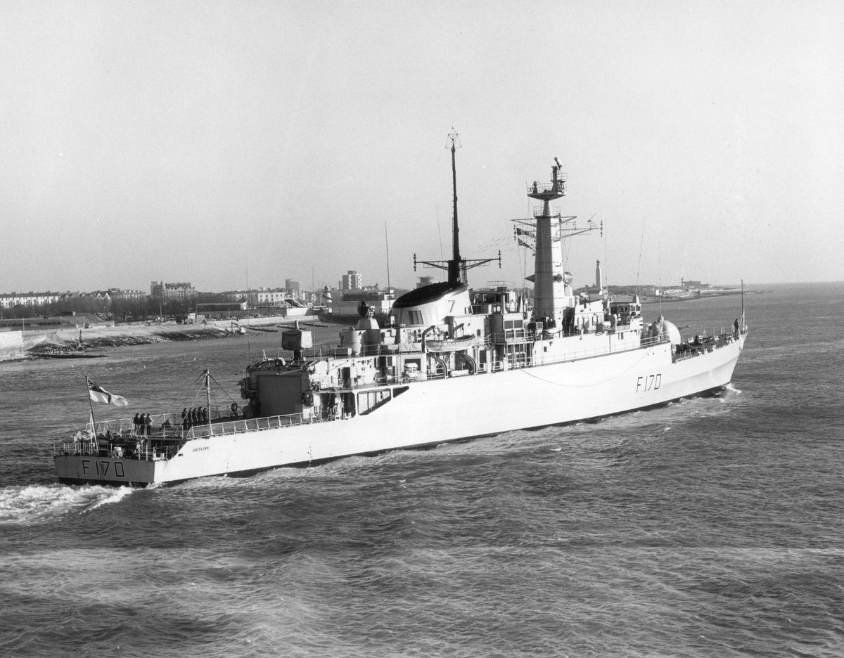 HMS Antelope during the Falklands War, one of the Royal Navy ships hit defending the San Carlos beachhead