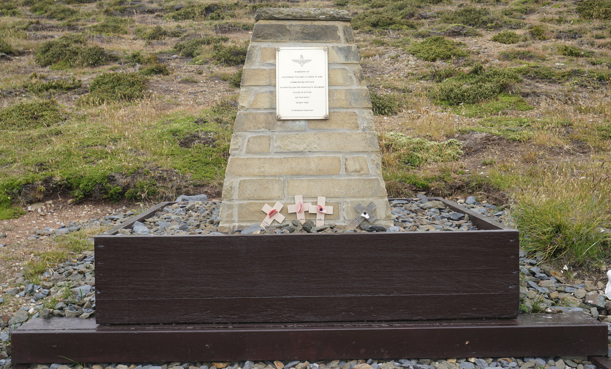 Memorial to Lieutenant Colonel Herbert H Jones VC OBE near Darwin in the Falkland Islands