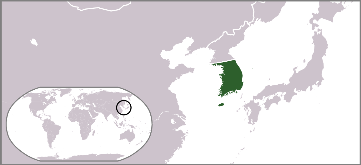 Map showing the southern occupation zone in Korea between 1945 and 1950 before the Korean War