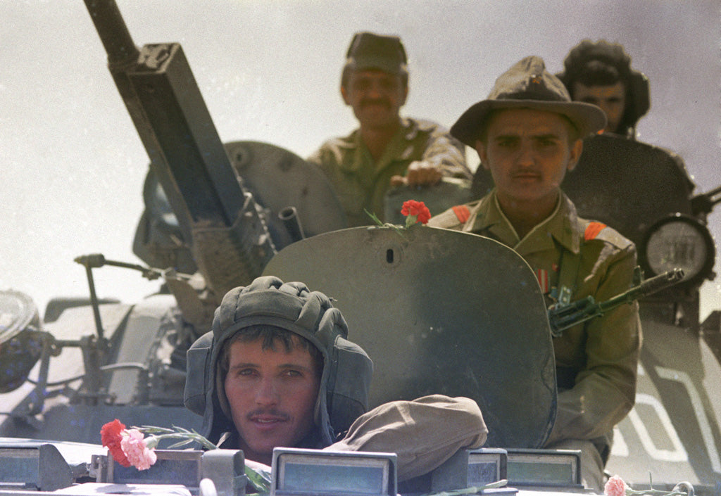 Soviet troops beginning their withdrawal from Afghanistan in 1988