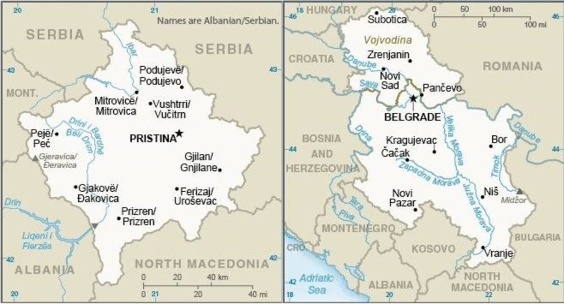 CIA map showing Serbia and Kosovo, the setting for the political crisis that led to the 1999 intervention