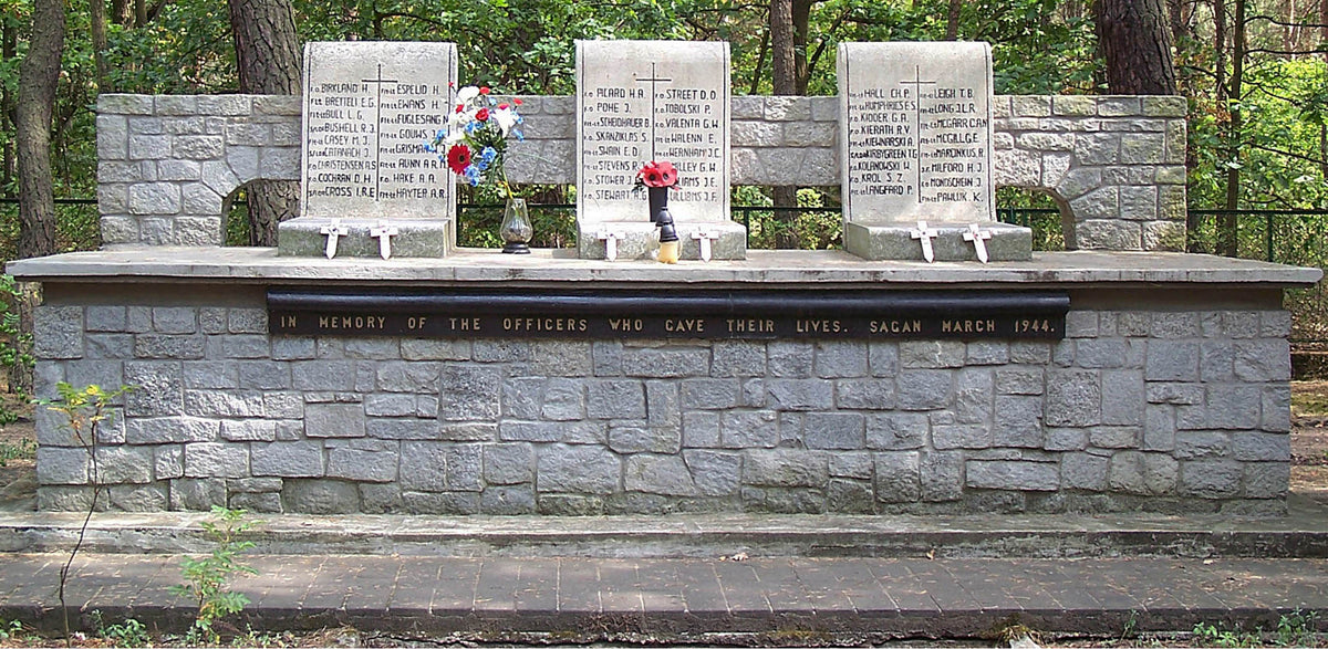 Memorial at Żagań to the fifty Allied officers murdered after the Great Escape from Stalag Luft III