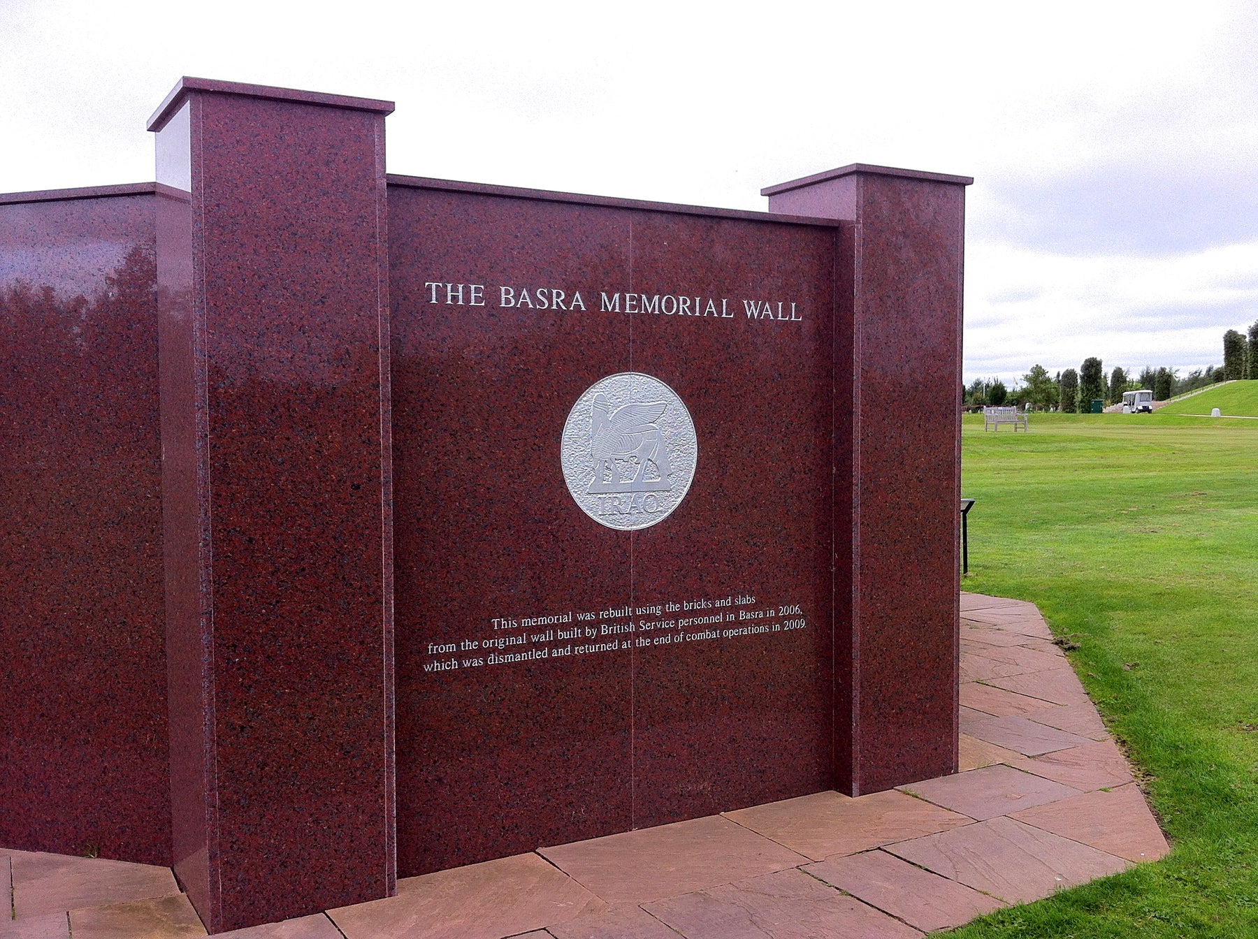 The Basra Memorial Wall at the National Memorial Arboretum; remembrance context for Corporal Paul Joszko, not a portrait of him
