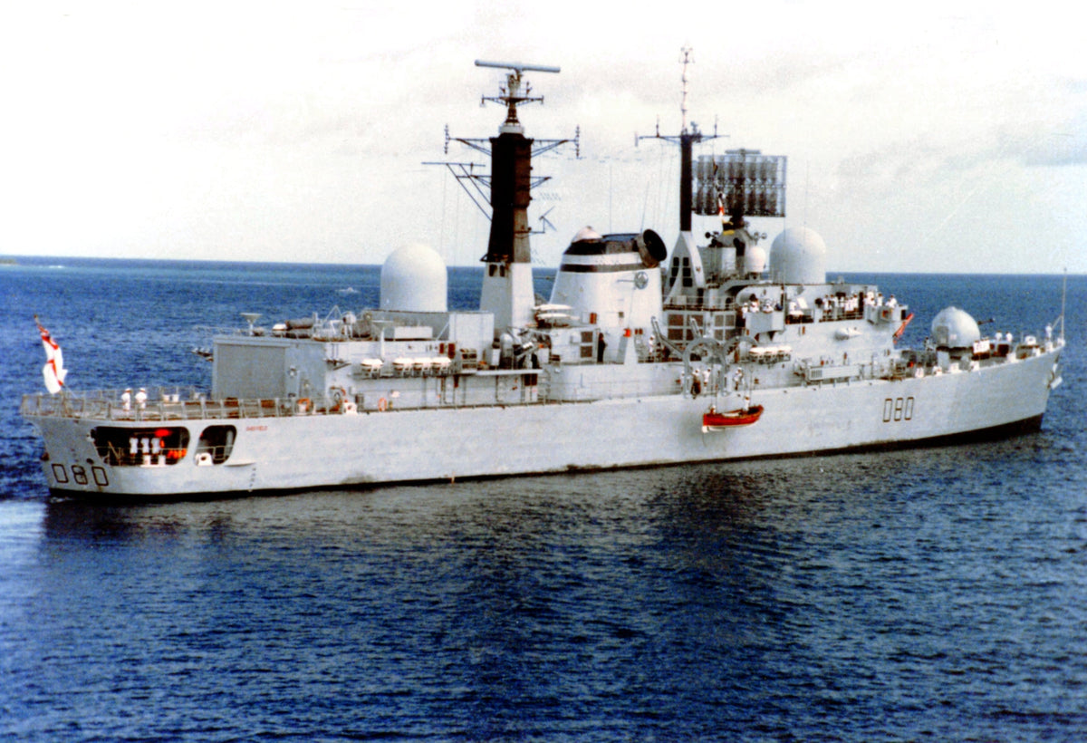 HMS Sheffield D80 shortly before the Falklands War