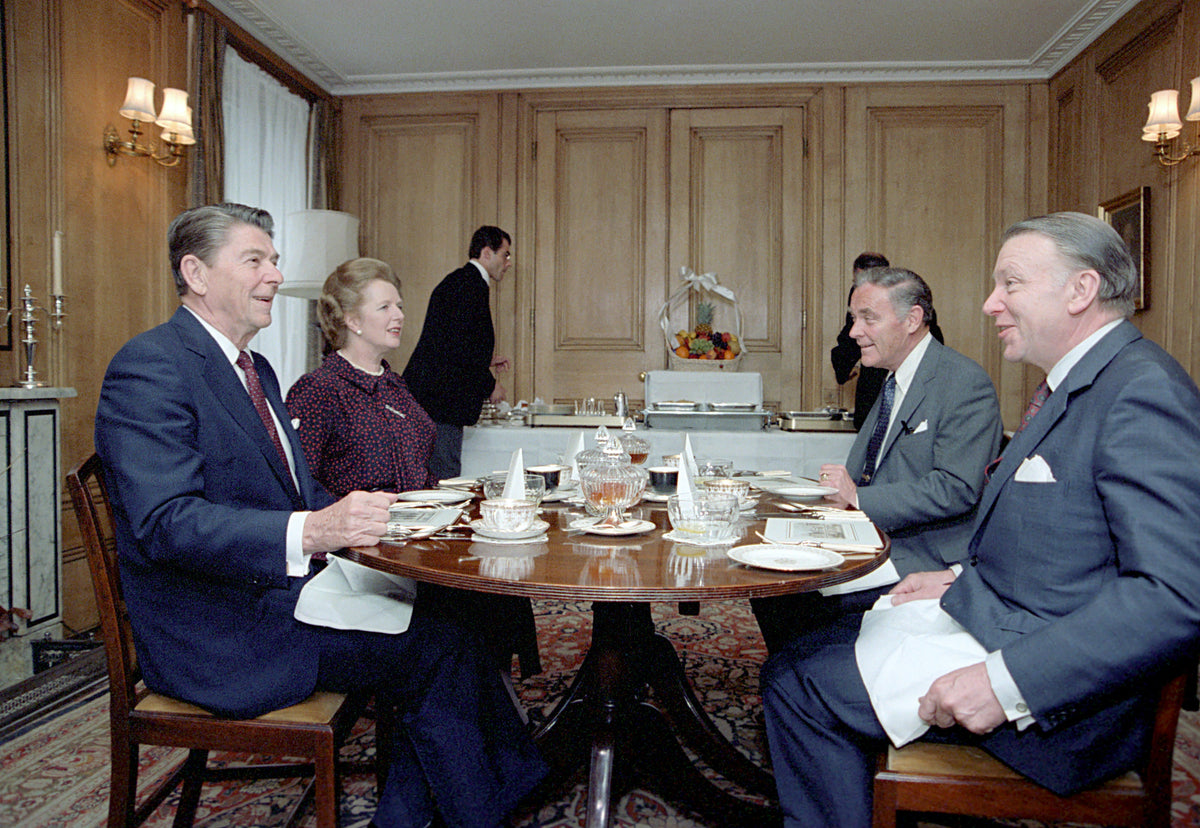 Margaret Thatcher with Ronald Reagan during the Falklands War, 1982