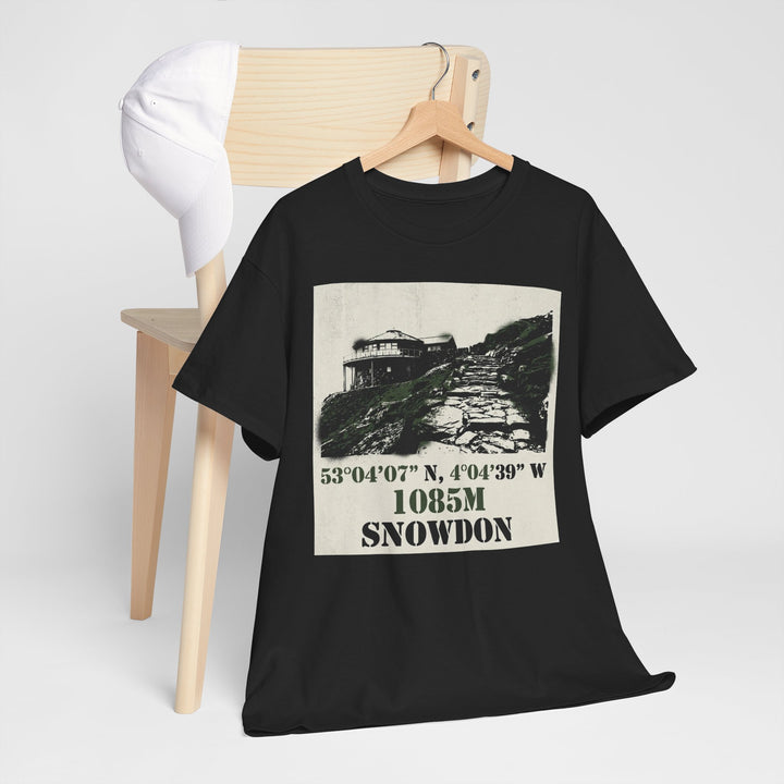 Snowdon 1085m Vintage Summit Tee — Mountain Coordinates Graphic T‑Shirt