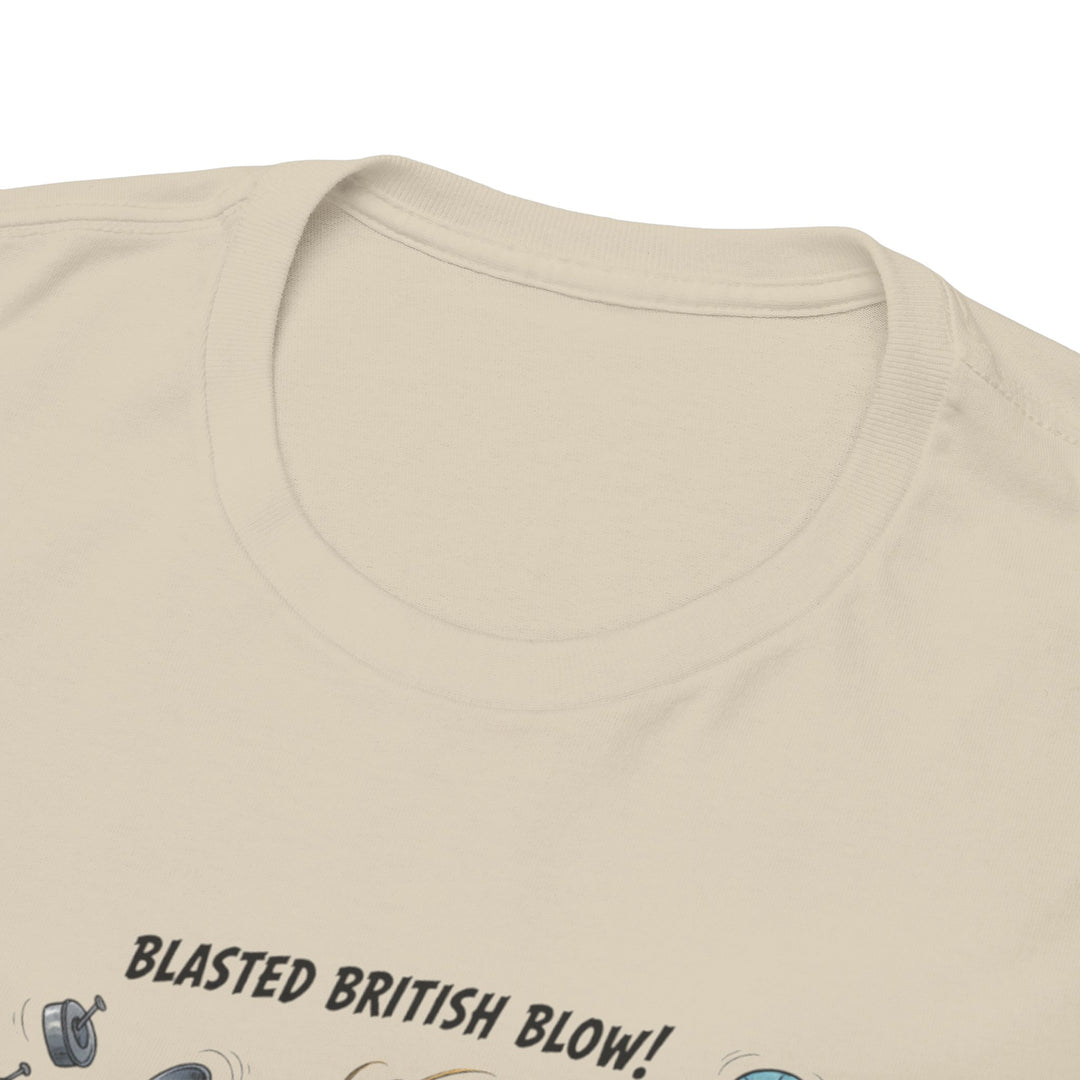 Blasted British Blow Graphic T-Shirt — Retro UK Camping Adventure Tee
