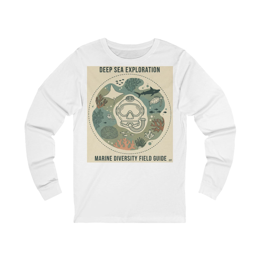 White long-sleeve tee by S&amp;W Gallus with a marine life illustration on the front.