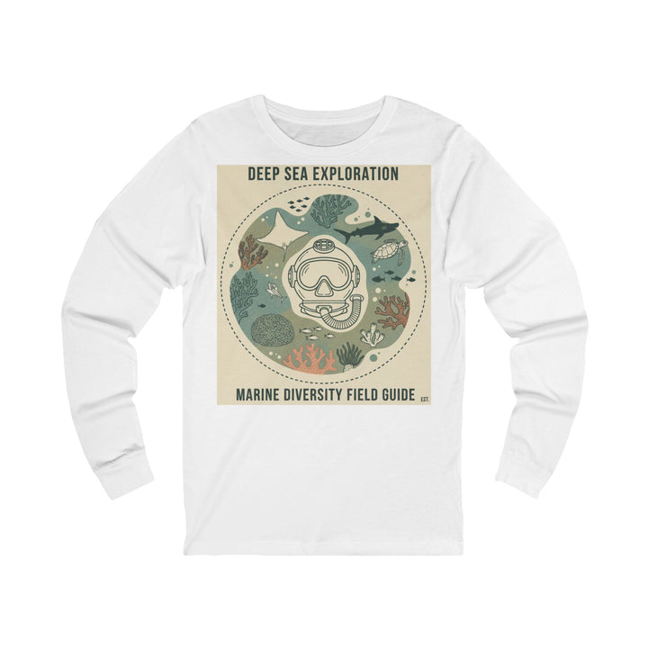 White long-sleeve tee by S&amp;W Gallus with a marine life illustration on the front.