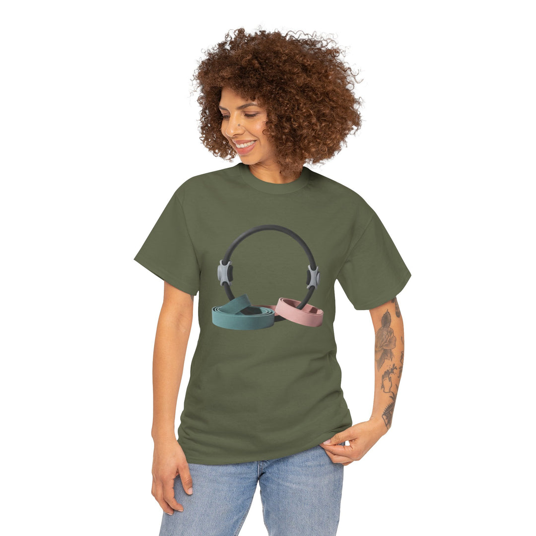Pilates Band Workout Shirt – soft, breathable fabric designed for resistance band exercises. Comfortable, flexible, and perfect for Pilates sessions or workouts.