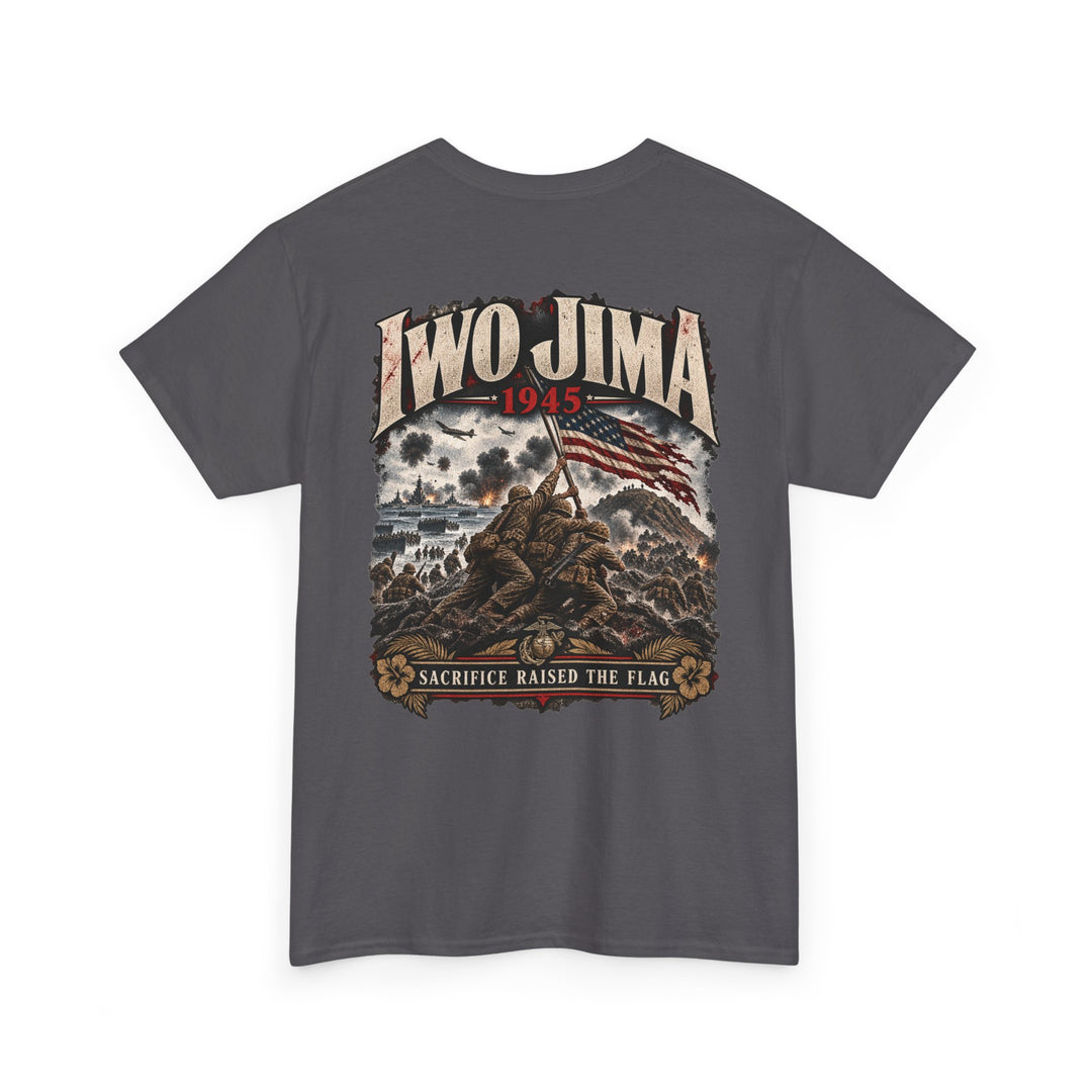 Iwo Jima 1945 Memorial T-Shirt — Sacrifice Raises the Flag Graphic Tee