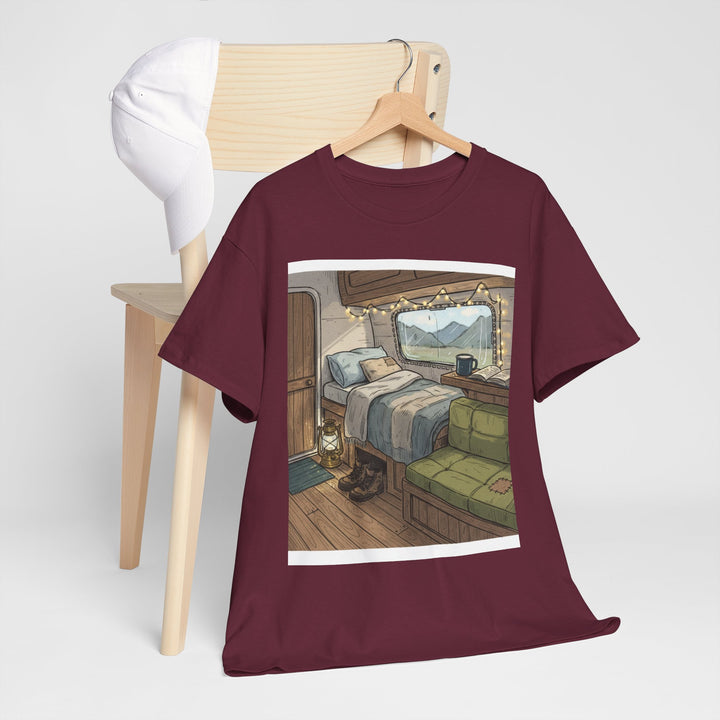 Retro Van Life Interior Graphic T-Shirt - Cozy Camper Van Aesthetic Tee