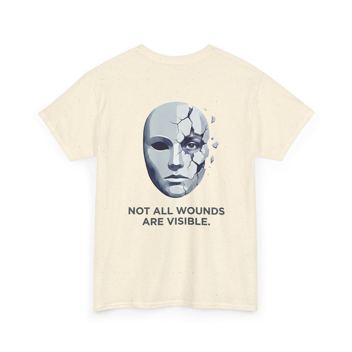 T‑Shirt — “Not All Wounds Are Visible” Cracked Mask Mental Health Awareness Tee