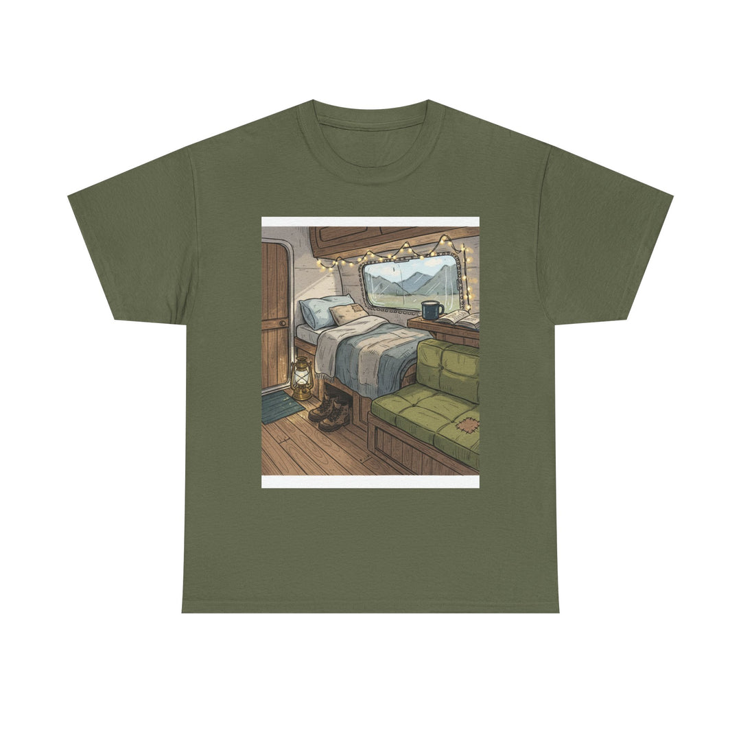Retro Van Life Interior Graphic T-Shirt - Cozy Camper Van Aesthetic Tee