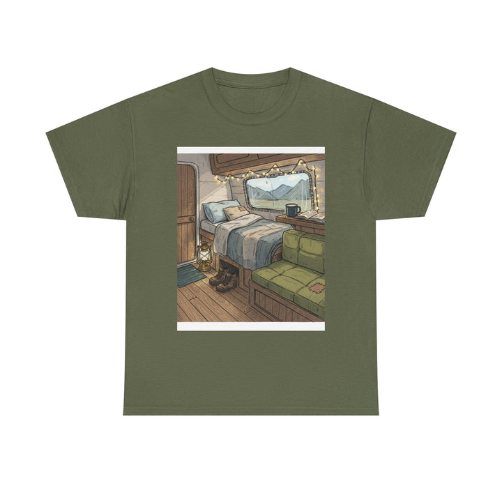 Retro Van Life Interior Graphic T-Shirt - Cozy Camper Van Aesthetic Tee