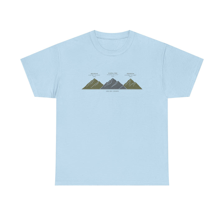 Three Peaks Challenge Graphic T-Shirt — Retro UK Mountain Hiking Tee
