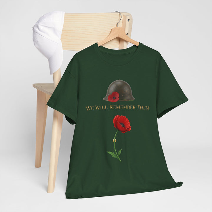 Poppy &amp; Helmet T-Shirt — Remembrance Floral Military Tribute Tee
