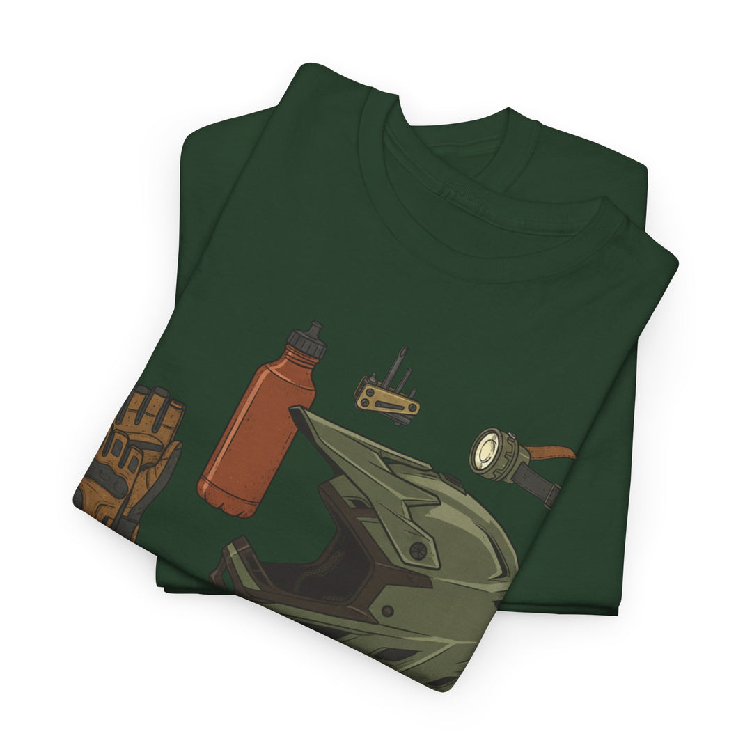 MTB Gear Layout T-Shirt — Mountain Bike Essentials Tee