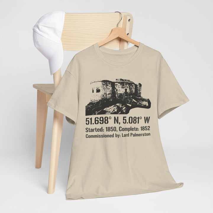 Stack Rock Fort T‑Shirt — Coastal Landmark Graphic Tee