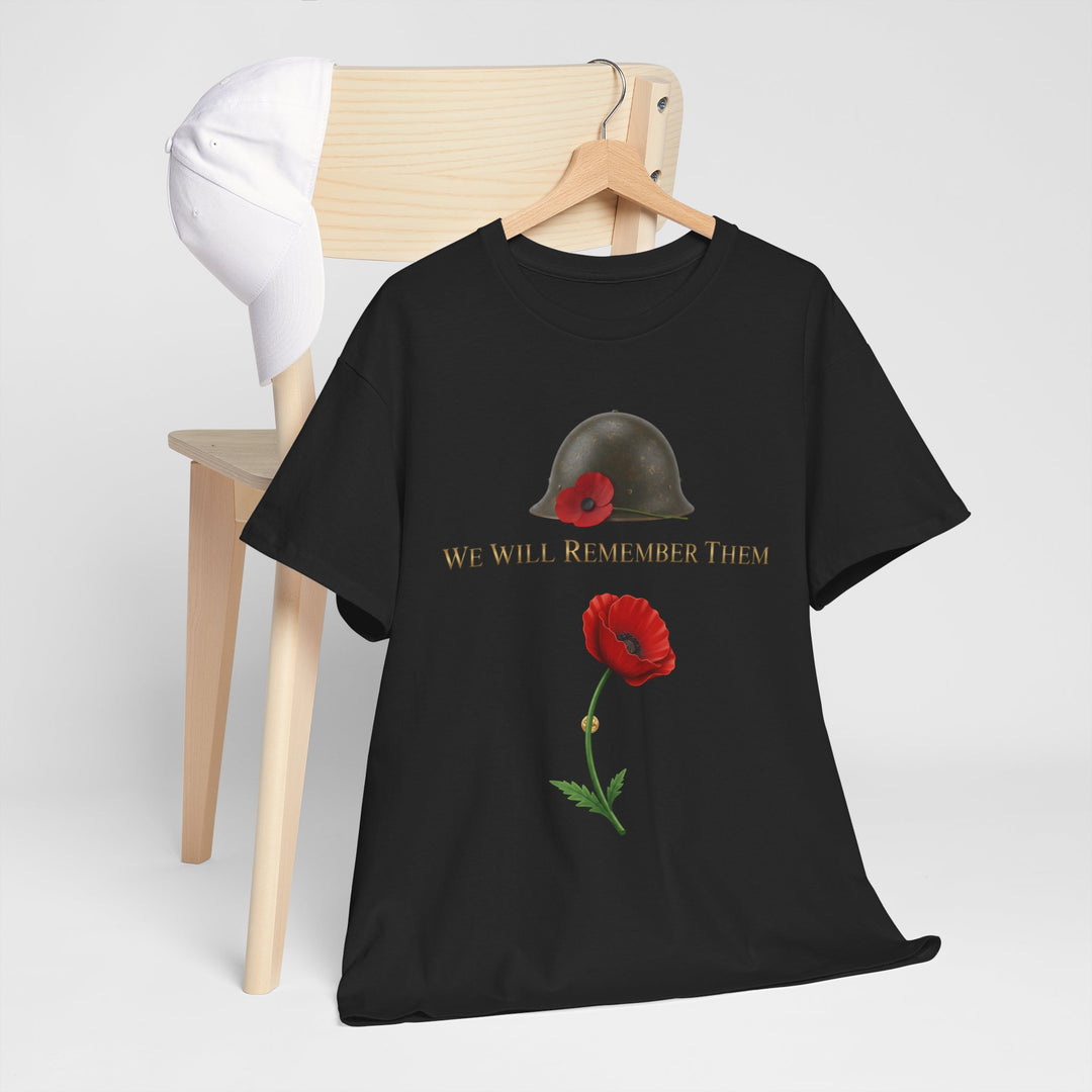 Poppy &amp; Helmet T-Shirt — Remembrance Floral Military Tribute Tee