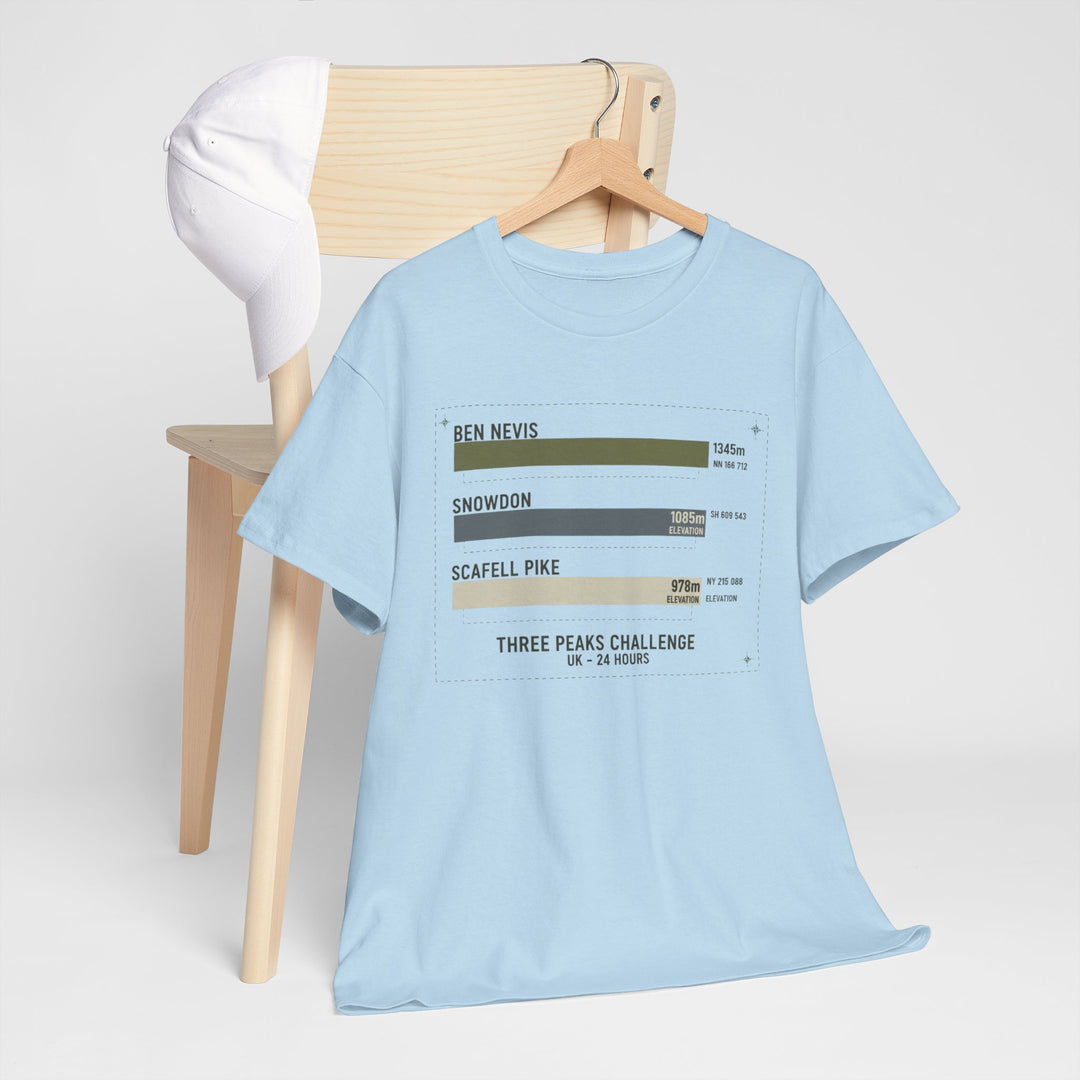 Three Peaks Challenge Graphic T-Shirt — Retro UK Mountain Hiking Tee