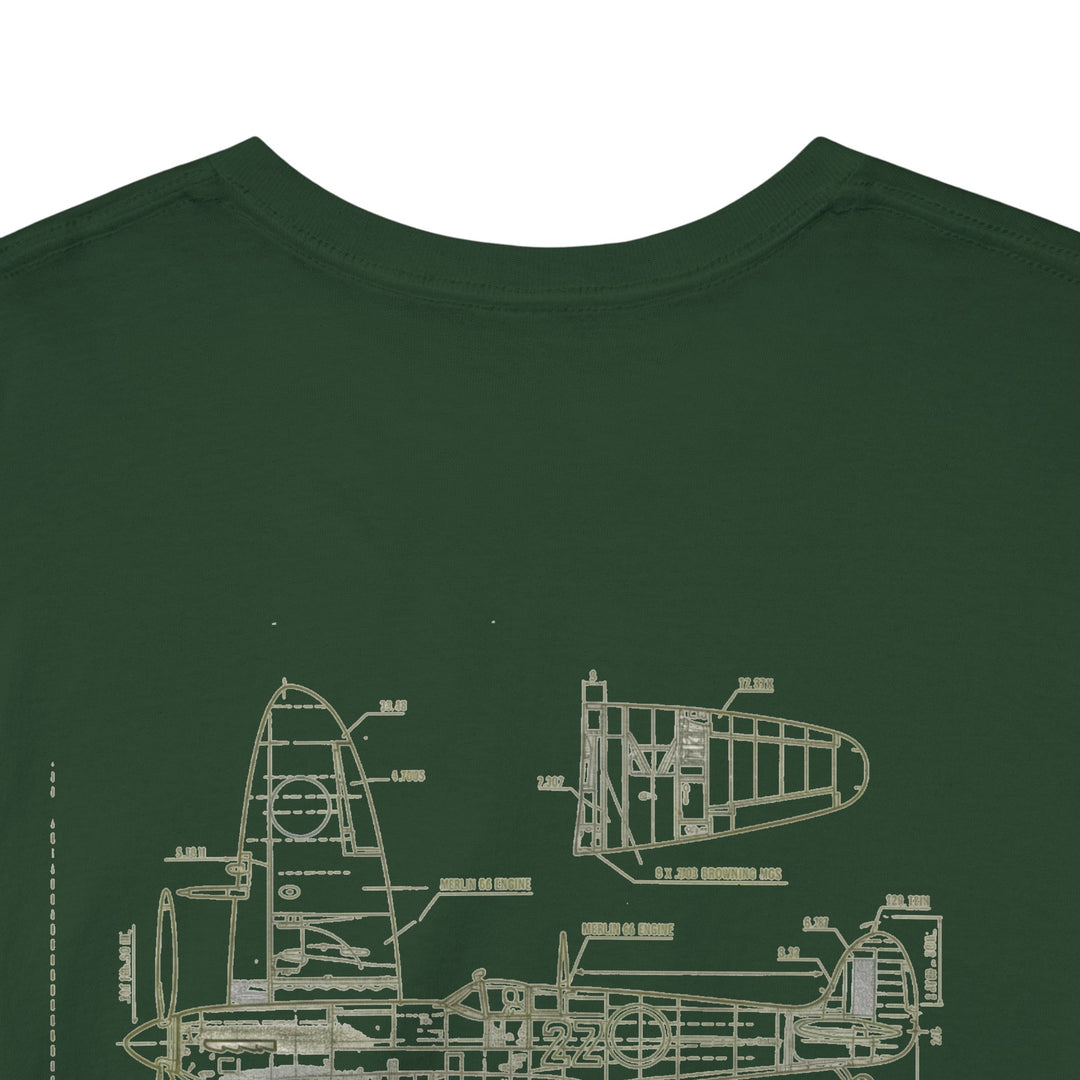 Supermarine Spitfire Blueprint T-Shirt — WW2 Aircraft — alternate product image 9