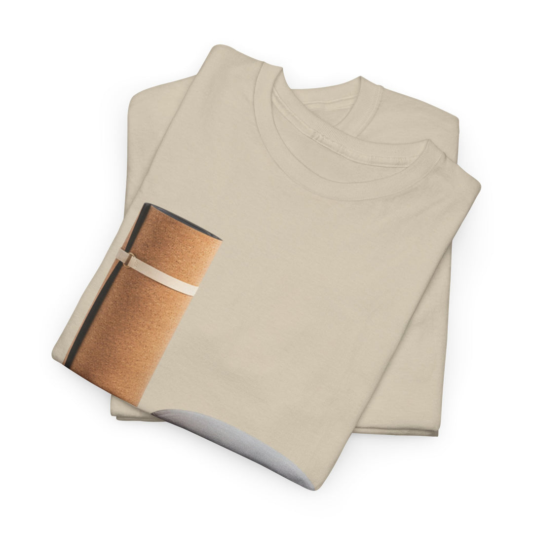 Mat &amp; Meditation Cushion Tee – soft, breathable cotton featuring a yoga-inspired design. Perfect for meditation, studio practice, or mindful everyday wear.