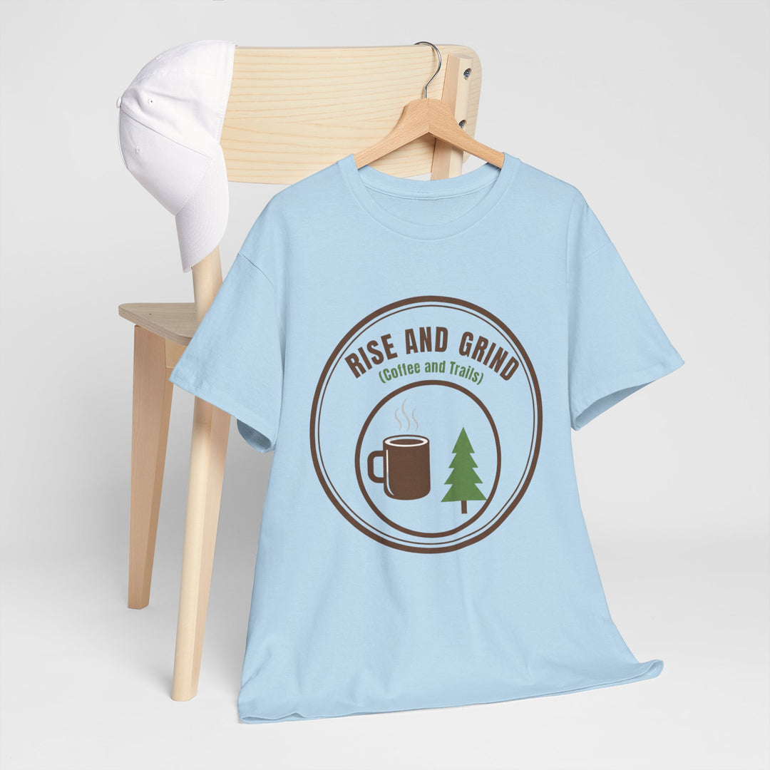 Rise and Grind Coffee T-Shirt - Vintage Camping &amp; Hiking Tee