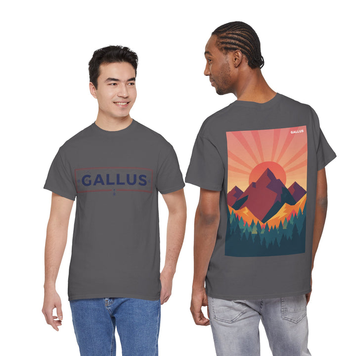 T-Shirt — Gallus Mountain Graphic Tee (Sunrise Landscape Back Print)