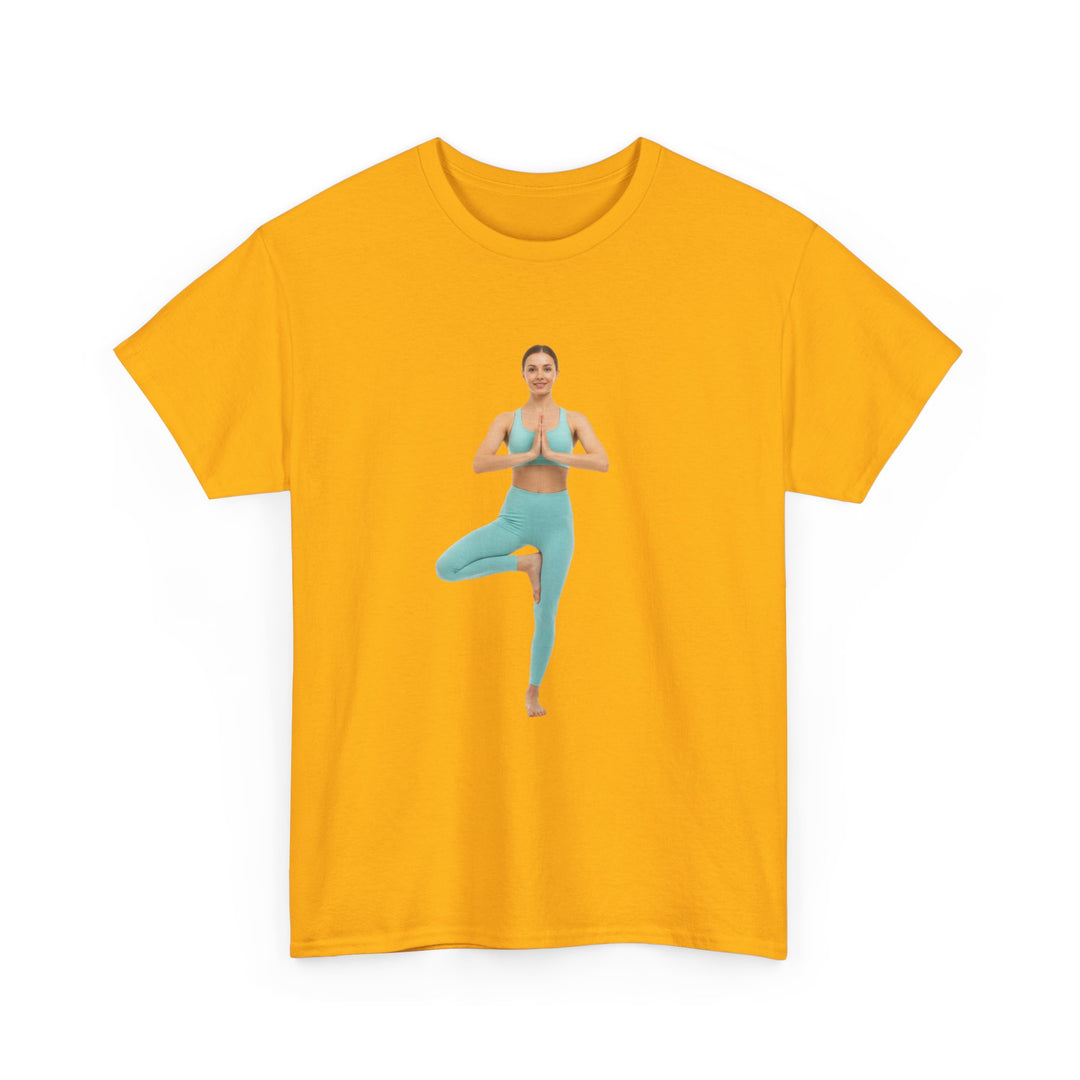 Yoga Pose Tee – soft, breathable cotton featuring a stylish yoga pose design. Perfect for yoga practice, meditation, or casual mindful lifestyle wear.