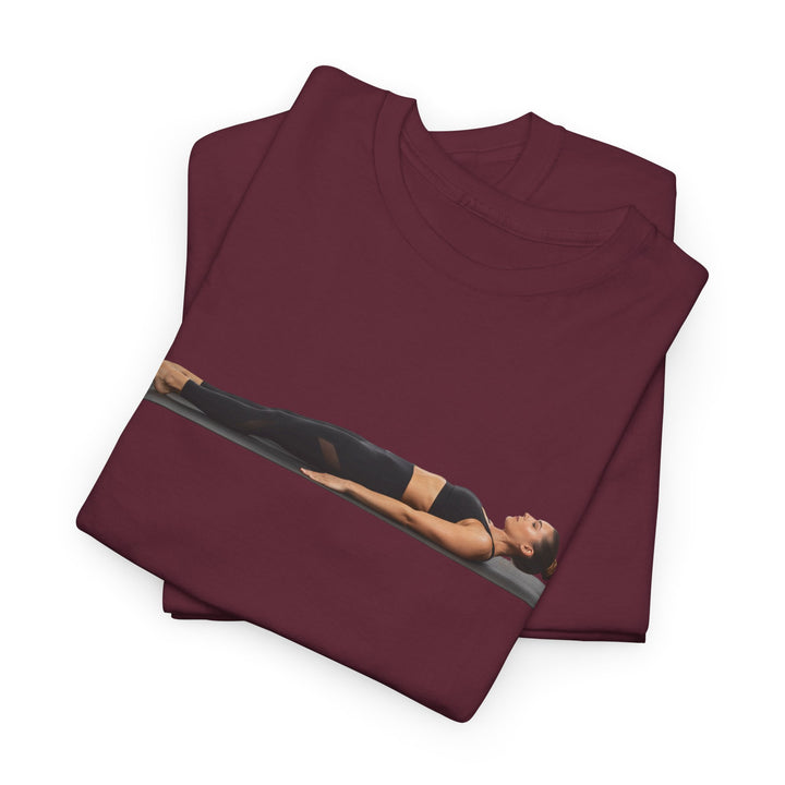 Yoga Savasana Pose Tee – soft, breathable cotton featuring the iconic Savasana pose. Perfect for yoga practice, meditation, or casual, mindful lifestyle wear.
