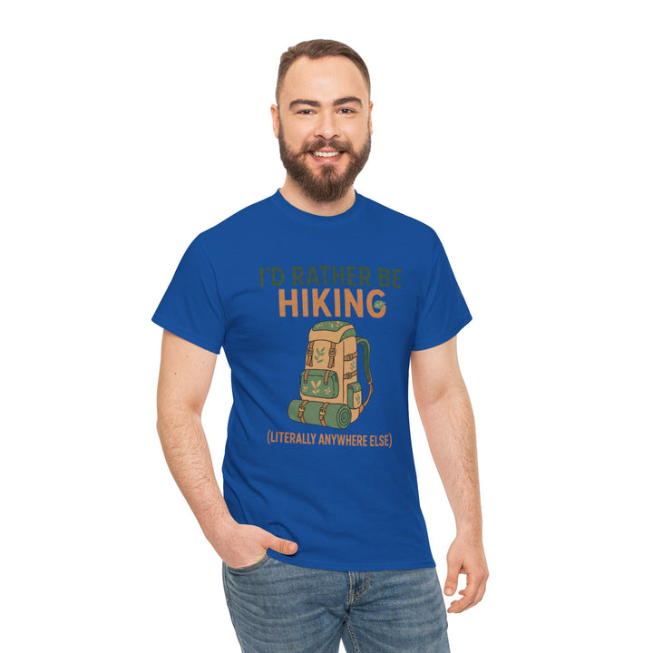 Blue hiking t-shirt by S&amp;W Gallus featuring a "I&