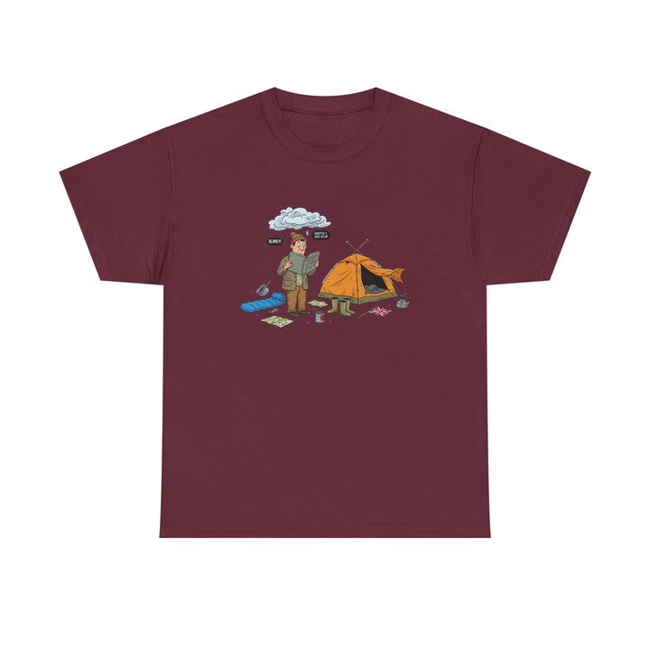 Retro Mountain Camping Graphic T-Shirt — Vintage Campfire Adventure Tee