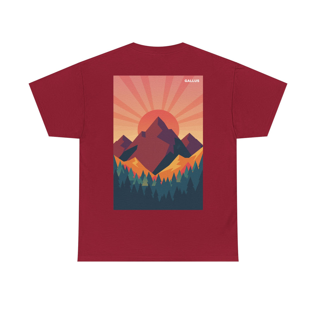 T-Shirt — Gallus Mountain Graphic Tee (Sunrise Landscape Back Print)