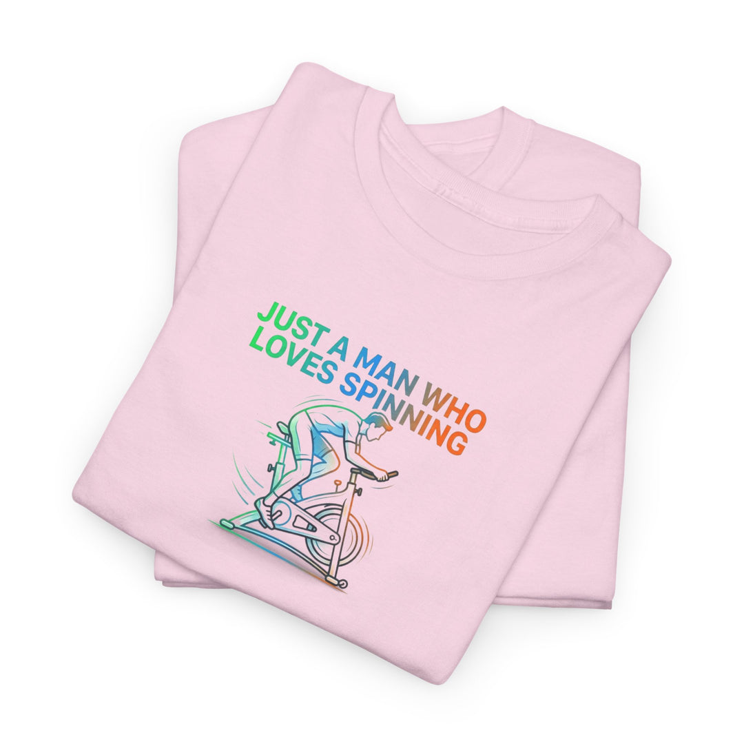 Spinner Enthusiast T-Shirt — "Just a Man Who Loves Spinning" Graphic Tee