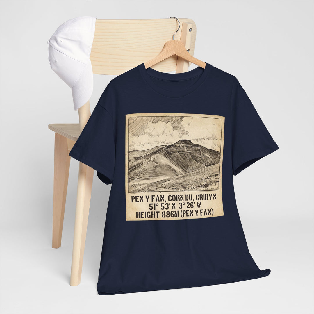 Pen y Fan Summit Coordinates T-Shirt — Vintage Mountain Peak Tee