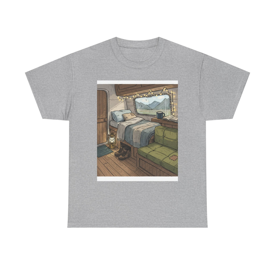 Retro Van Life Interior Graphic T-Shirt - Cozy Camper Van Aesthetic Tee