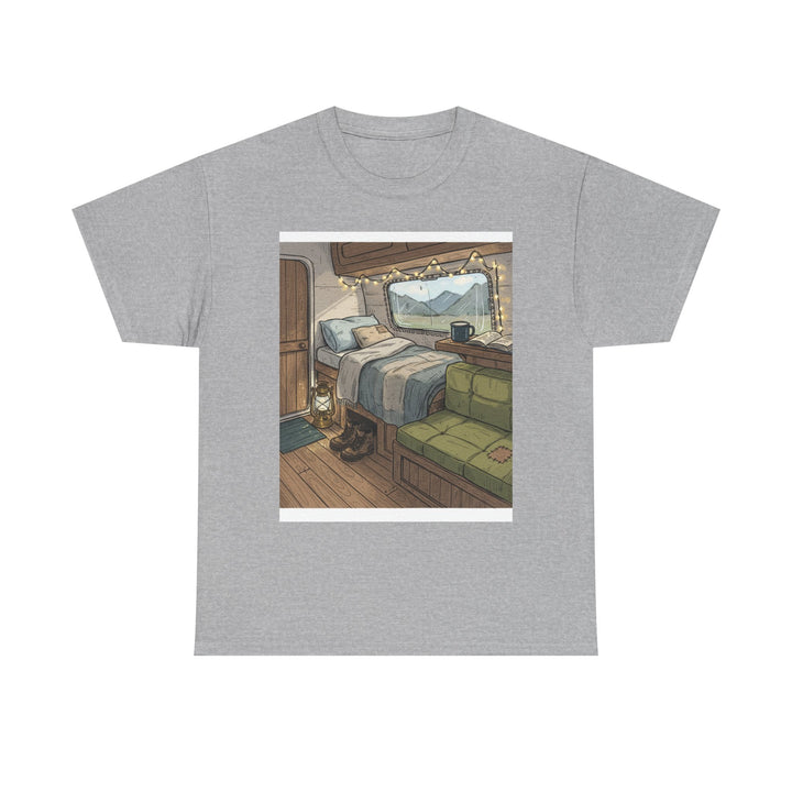 Retro Van Life Interior Graphic T-Shirt - Cozy Camper Van Aesthetic Tee