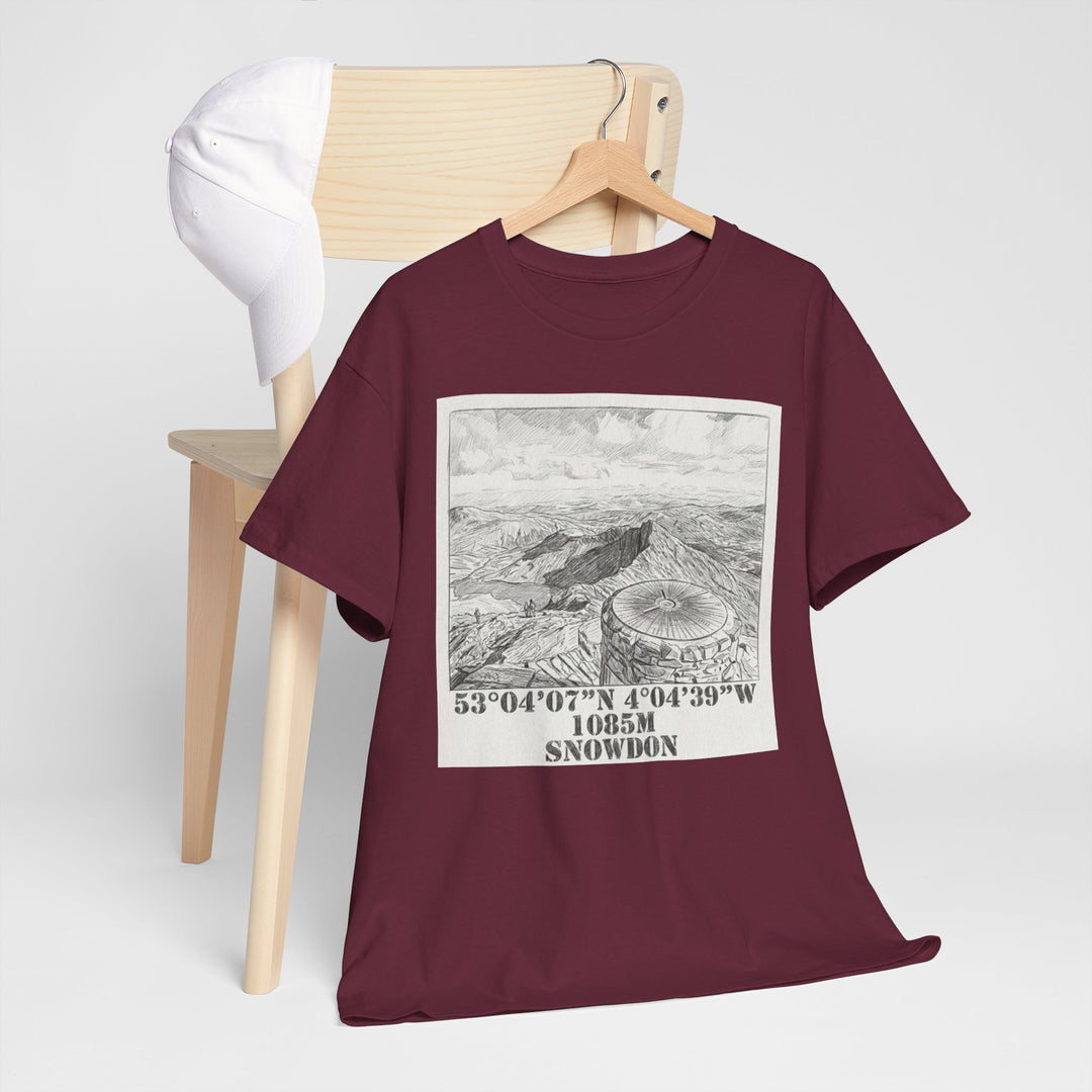 Snowdon Mountain Tee — Vintage Map Illustration with Coordinates