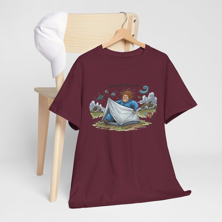 Blasted British Blow Graphic T-Shirt — Retro UK Camping Adventure Tee