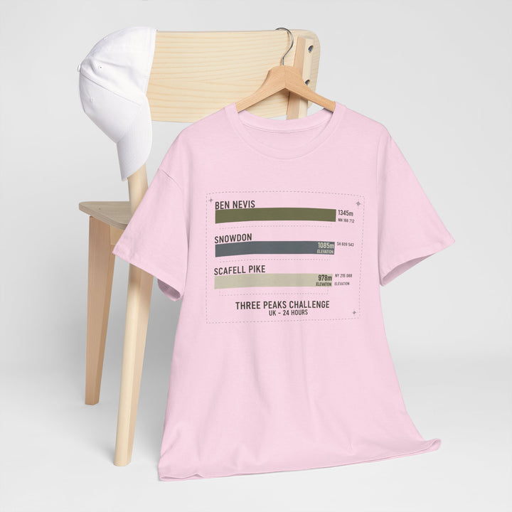 Three Peaks Challenge Graphic T-Shirt — Retro UK Mountain Hiking Tee