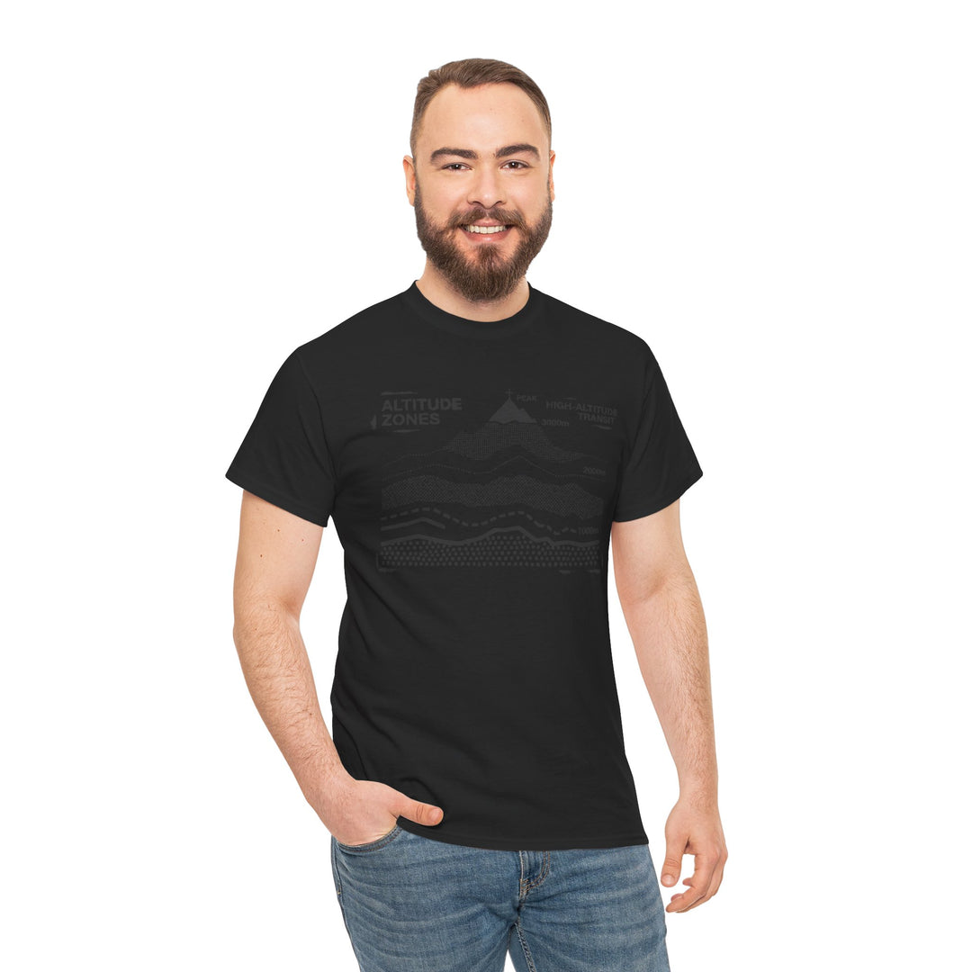 Retro Mountain Altitude Graphic T-Shirt — Vintage Topographic Hiking Tee