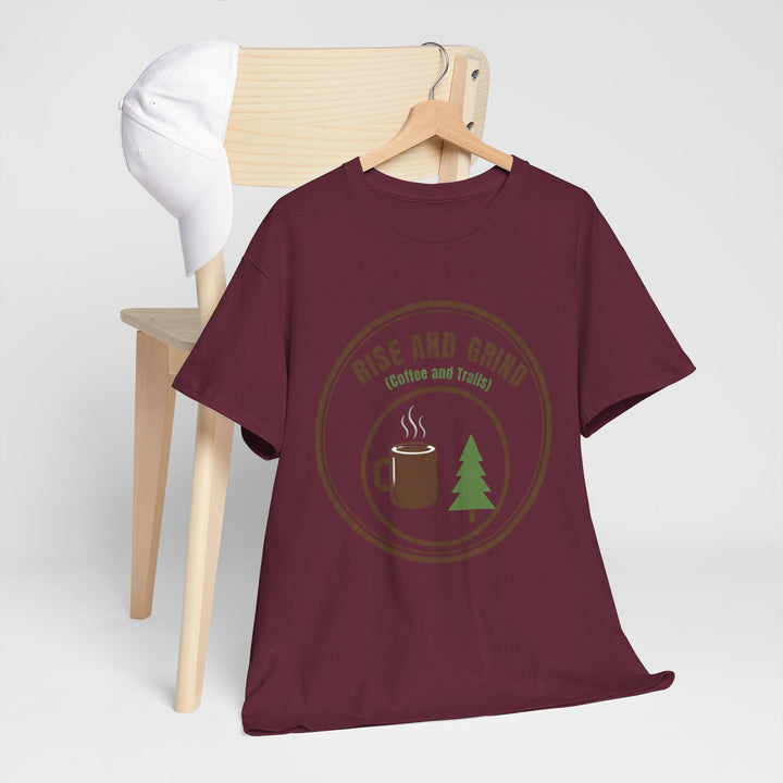 Rise and Grind Coffee T-Shirt - Vintage Camping &amp; Hiking Tee