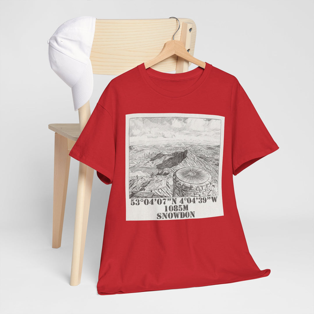 Snowdon Mountain Tee — Vintage Map Illustration with Coordinates