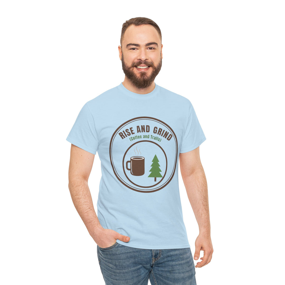 Rise and Grind Coffee T-Shirt - Vintage Camping &amp; Hiking Tee